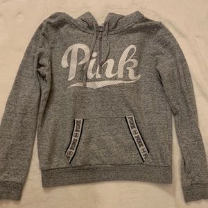 Pink speckled grey quarter zip hoodie